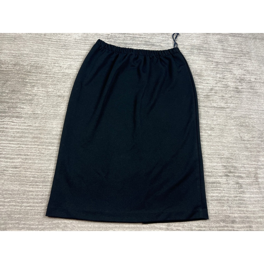 Leslie Fay Skirt Women 8 Black Pencil Midi Elastic Waist High Rise Made in USA